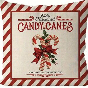 Christmas Candy Canes Christmas Pillow Cover 18X18 NEW